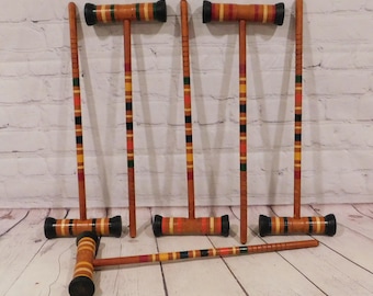 Six Vintage Wooden Croquet Mallets, CB89