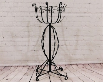 Vintage Black Scrolled Metal Plant Stand