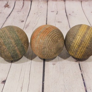 Vintage Croquet Balls, Lot of Three Striped Croquet Balls, CB14