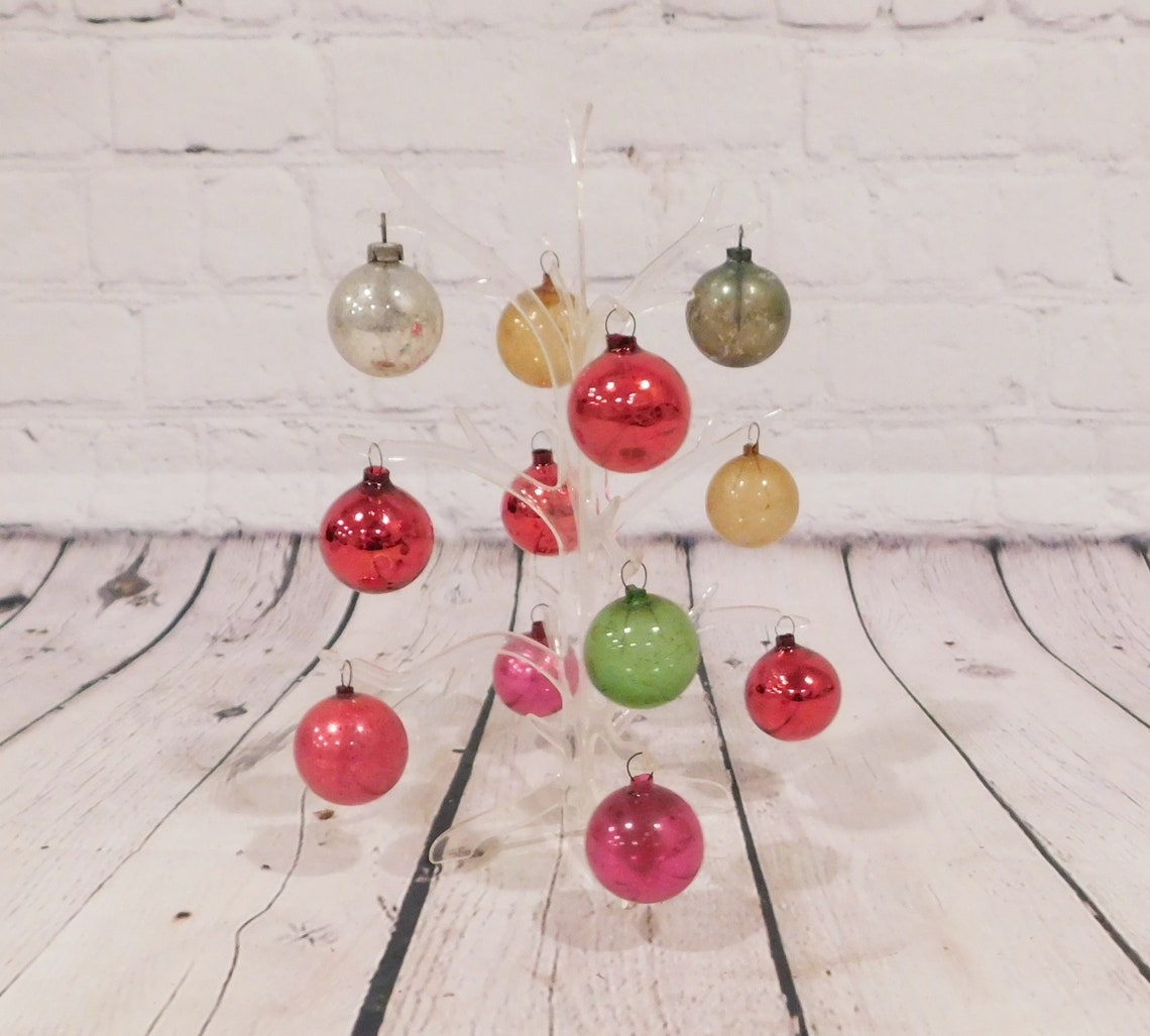 Vintage Clear Plastic Christmas Tree with Glass Ornaments C36 Etsy