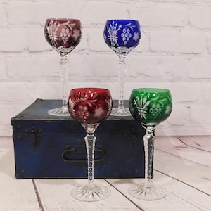 AJKA Marsala Cut to Clear Wine Glasses, Set of Four, 8 3/8&quot;H, VK140