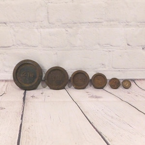 Cast Iron Scale Weights, Antique Set of Six Balance Scale Weights, SC24
