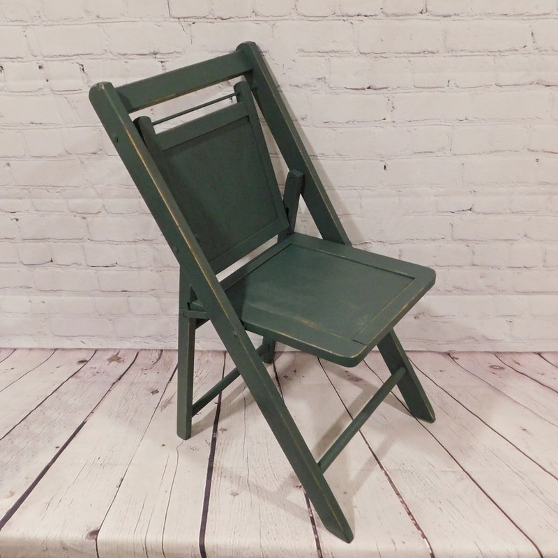 Kestell Furniture #210 Maple Folding Chair (Pecan, Green) Wood Folding Chair - Fully Assembled - Made in USA - Package of 2 main image 1