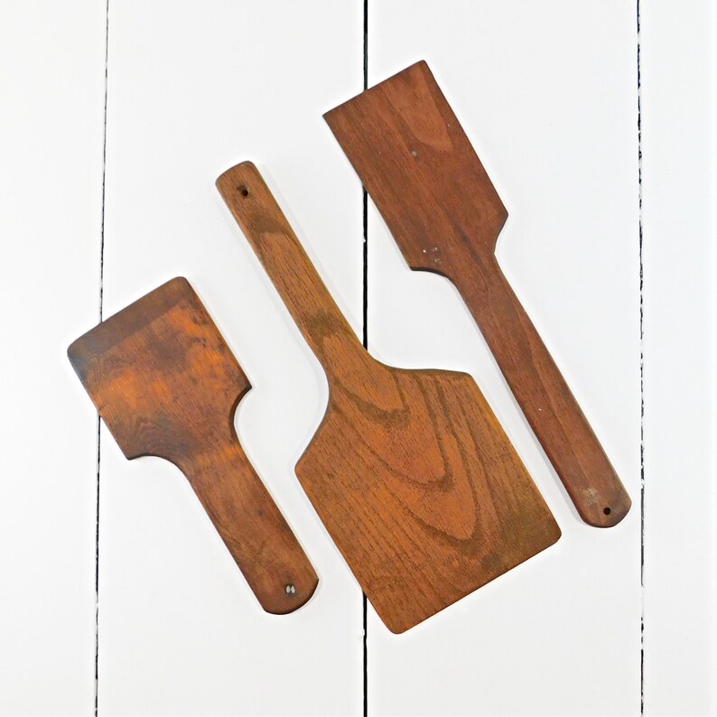 Vintage Wooden Paddle Utensils Kitchen Paddles Cooking Etsy