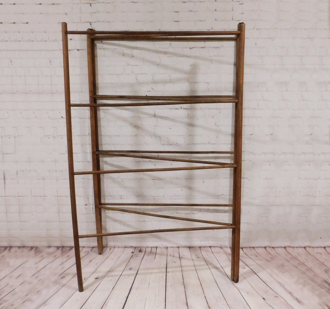 Antique Wooden Herb Drying Rack, Quilt Rack, Linen Drying Rack, Folding