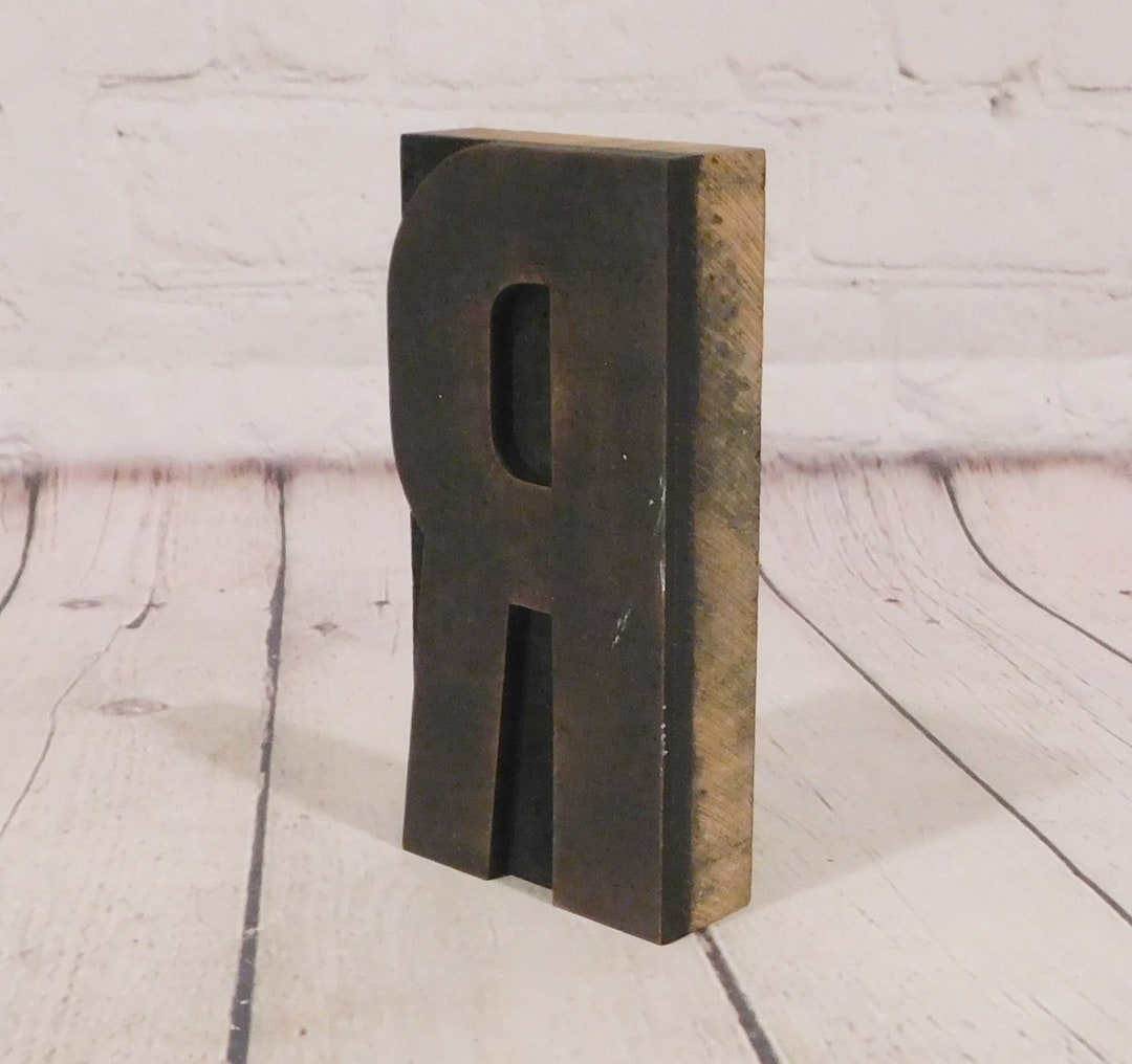 Antique Wood Type Letterpress Block, Letter 