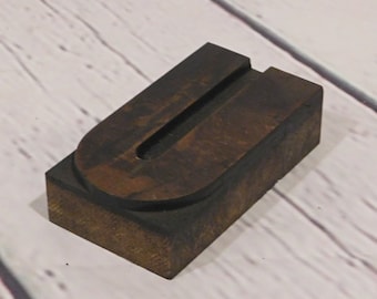 Vintage Letterpress "U", Wood Type 3 3/8"H Vintage Printmaking, LP69