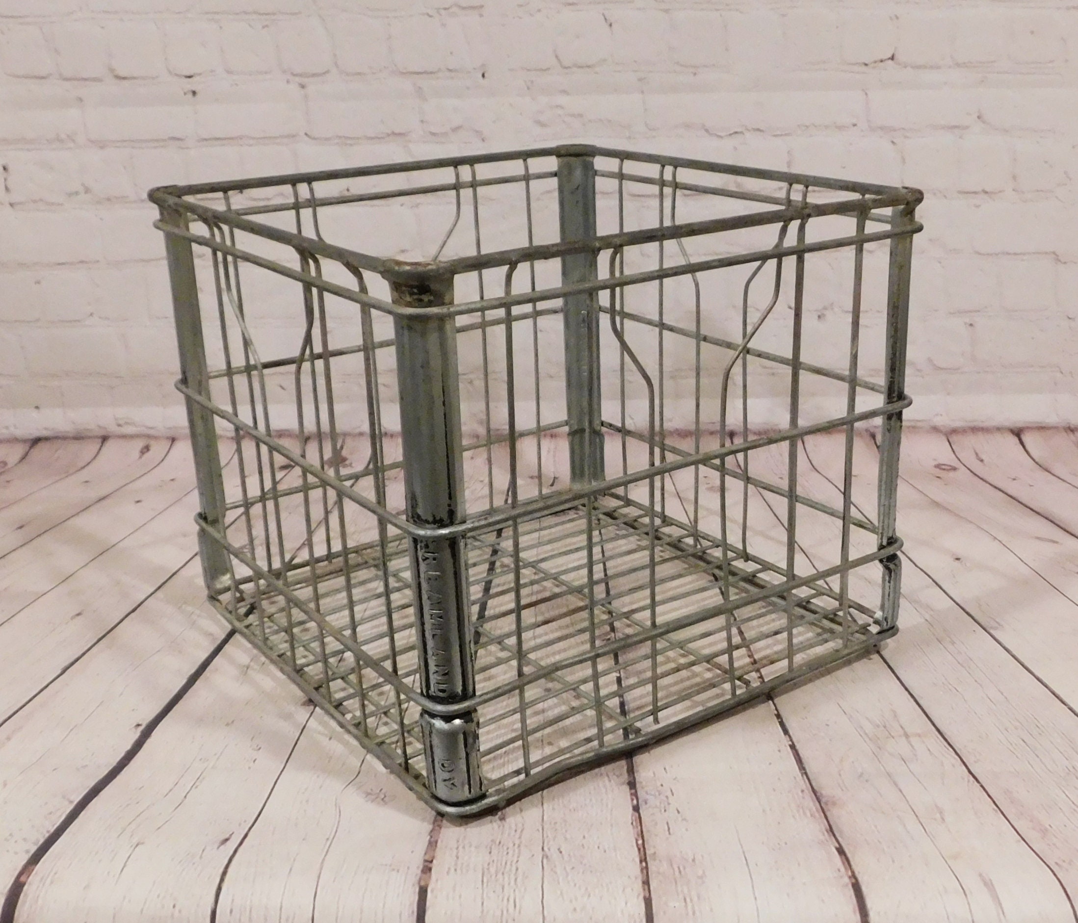 Wire Milk Crate, Vintage Creamland Dairy Milk Crate, Four Gallon
