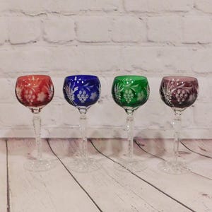Set of 4 AJKA Marsala Cut to Clear Wine Glasses, 8 3/8&quot;H, VK138