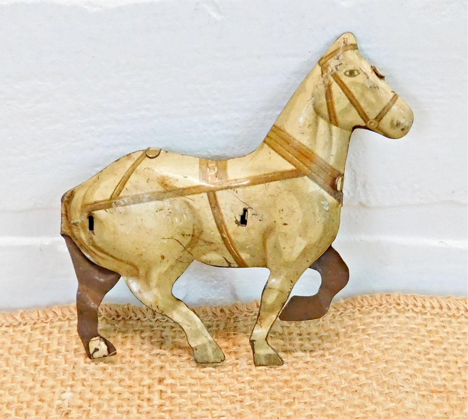 Antique Tin Litho Toy Horse Miniature Tin Horse Toy Western Etsy