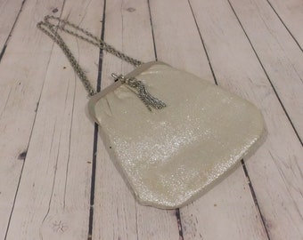 Vintage Silver Lame Purse, Handbag, Evening Bag, CA03