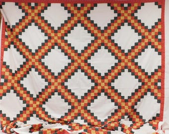 Vintage Irish Chain Pattern Quilt Top, Unfinished Quilt Top, 101" x 90", ABQ42