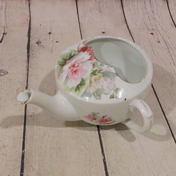 English Porcelain Invalid Nursing Cup, Floral Baby Feeding Cup