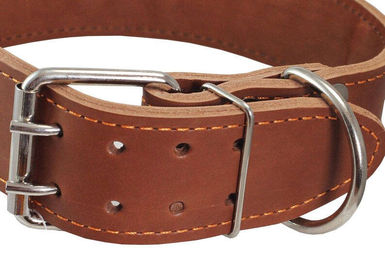 Latigo Thick Leather Studded Spiked Dog Collar Etsy