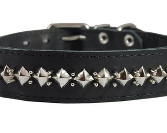 Thick Latigo Leather Studded Spiked Dog Collar 19"-22" Neck size Black 2" wide