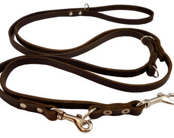 6 Way Euro Multifunctional Thick Leather Dog Leash Adjustable | Etsy