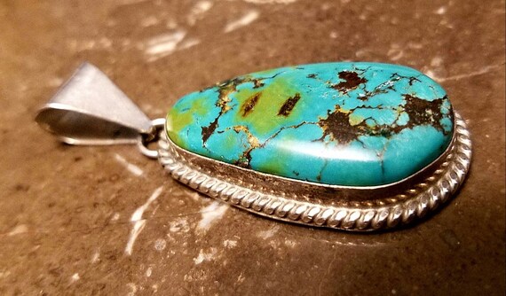 Native American Navajo Turquoise Pendant C Jones … - image 3