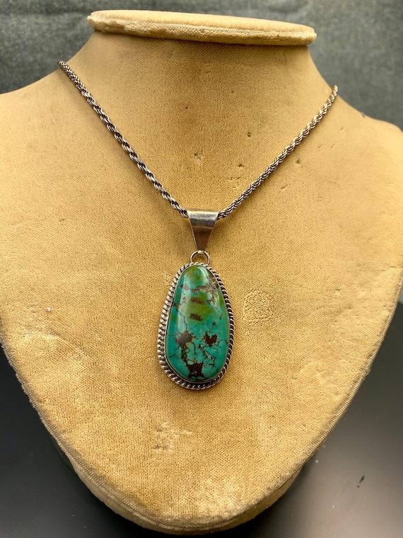 Native American Navajo Turquoise Pendant C Jones … - image 2