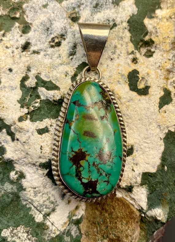 Native American Navajo Turquoise Pendant C Jones … - image 9