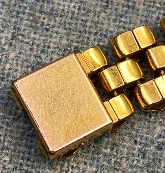 Vintage 18k GF Swiss Geneve Plaque OR Panther Link Br… Gem