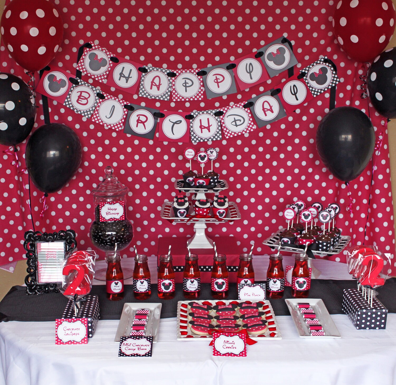 Minnie Mouse Red Deluxe birthday party package PRINTABLE red