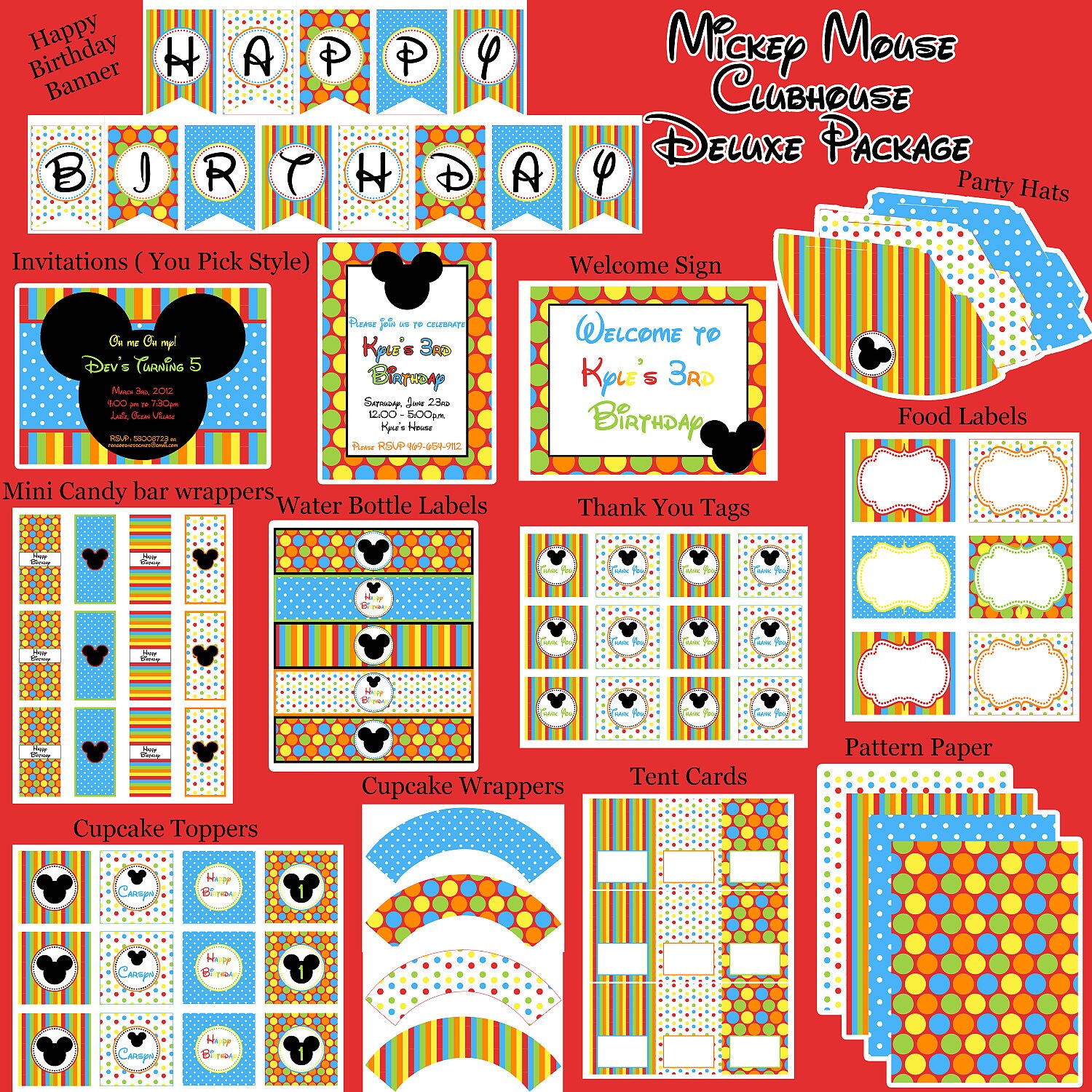 Mickey Mouse Clubhouse Deluxe PRINTABLE birthday party