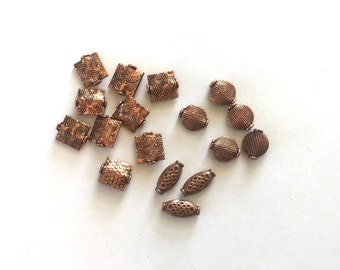 Round Copper Beads, Pewter Coins, Square Copper, Oval Antique Copper, Large Hole, Copper Spacer