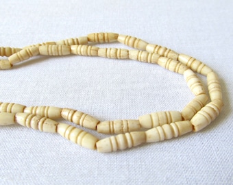 Bone Hairpipe Beads, Carved Bone Tube, Tea Stained Hairpipe, Bone Barrel, Pow Wow Choker Bead, 1 Str