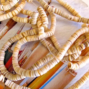 Heishi Shell Beads, Orange Washers, Peach Shell Discs, Natural Heishi, Voluta Wafers, 3mm, 1 strand