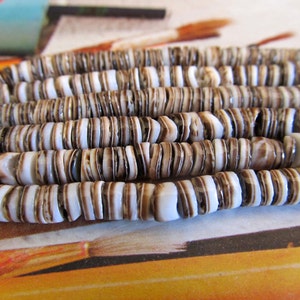 Baby Olive Heishi, Shell Heishi, Potato Chip Discs, Wavy Beads,  Banded Pearl Shells, Multi Color Washer, 1 strand