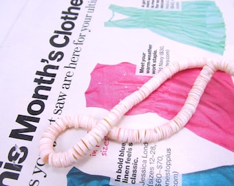 Pink Shell Wafers, Heishi Shell Beads, 5mm, Natural Voluta Washers, Luana Shell, Heishi Beads, Discs, 1 strand