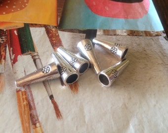 Rustic Pewter Cone, 21mm, Connectors, Oxidized Silver Bead Caps, End Cap, Pewter Daisy Terminators,  Gold Reducer, 6 Pcs