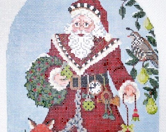 Needlepoint Handpainted Christmas Kelly Clark Santa Claus 6x10