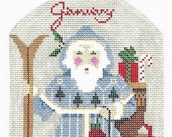 Needlepoint Handpainted Kelly Clark Monthly Santas ~ Choose Canvas/Stitch Guides