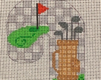 Needlepoint Handpainted Christmas Danji Golf Candy Cane 3x5