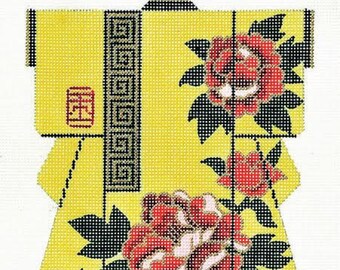 Needlepoint Handpainted Lee Yellow Kimono 5x6