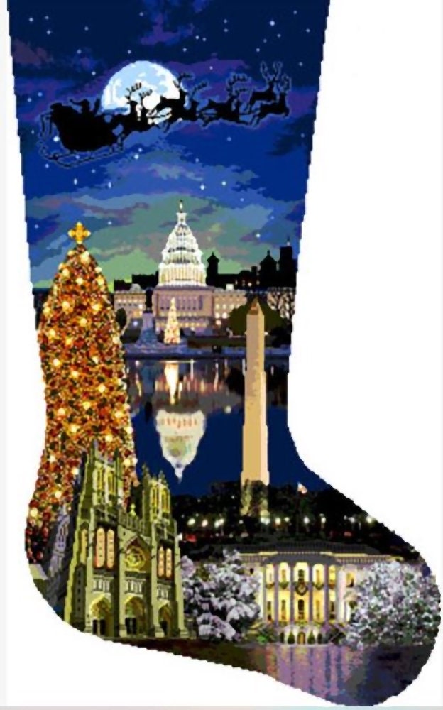 Needlepoint Handpainted DJ Designs Christmas Stocking DC Etsy