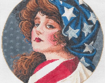 Needlepoint Handpainted Sandra Gilmore Sweet Liberty 8"