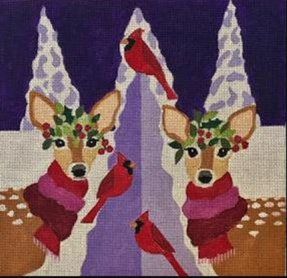 Cardinal Stocking hand-painted needlepoint stitching canvas, Needlepoint  Canvases & Threads