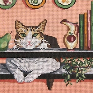 Needlepoint Handpainted Needle Crossings Cally in Kitchen 9x9