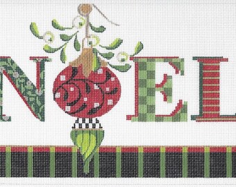 Needlepoint Handpainted Kelly Clark Christmas Noel 10x6