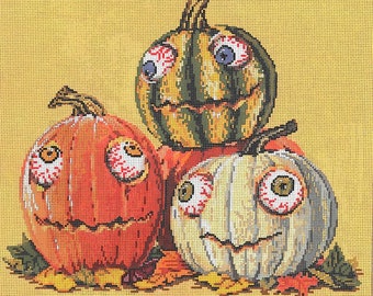 Needlepoint Handpainted Sandra Gilmore Googly Eyes 10x11