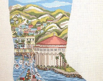 Needlepoint Handpainted Christmas Stocking Avalon Catalina Needle Crossings 23"