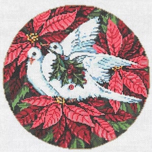 Needlepoint Handpainted Christmas Sandra Gilmore Gentle Pair 8&quot;