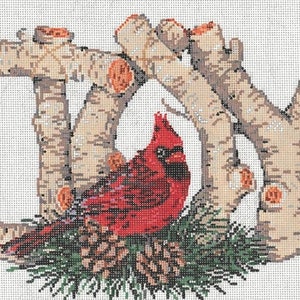 Needlepoint Handpainted Sandra Gilmore Birch Joy 8x12