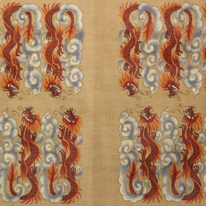 Needlepoint Handpainted Liz Goodrick Dillon Backgammon Chinese Red Dragon