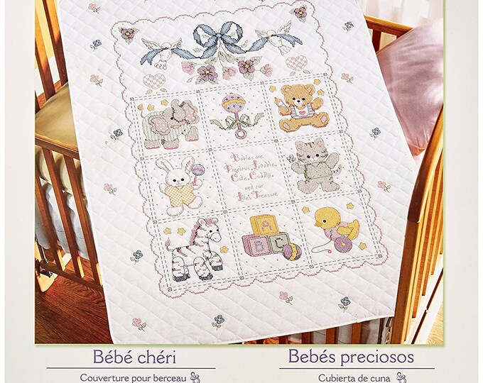 Stamped Cross Stitch Baby CRIB Cover KIT Babies Are Precious Bucilla free US Shipping Etsy