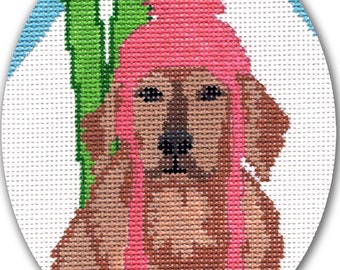 Needlepoint Handpainted Christmas CBK Ski Bunny 4x5