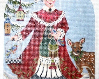 Needlepoint Handpainted Kelly Clark Christmas Mrs Claus 6x9