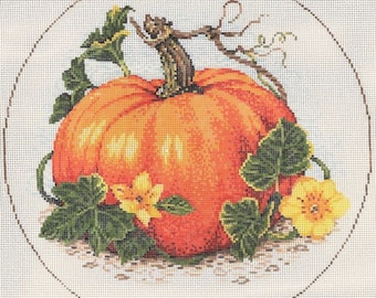 Needlepoint Handpainted Sandra Gilmore Squash Blossoms 9"